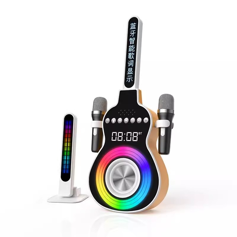 ギター型ダブルマイク家庭児童KTV歌うスピーカー誕生日プレゼントbluetooth高颜値顕歌詞音響|undefined