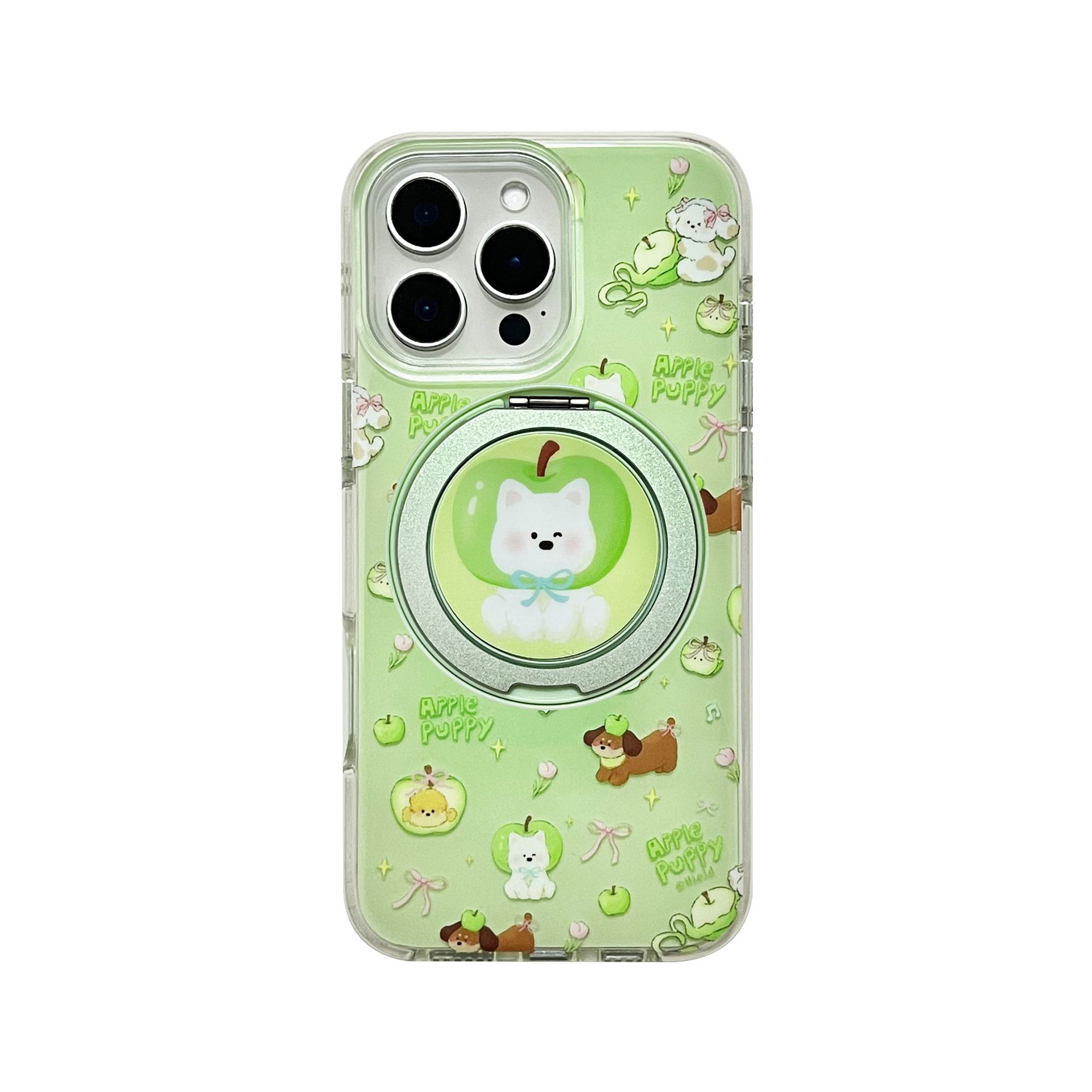 Soportes magnéticos de manzana verde 360 pequeños y frescos para iPhone15/16 funda para teléfono móvil 16ProMax femenino 14/13