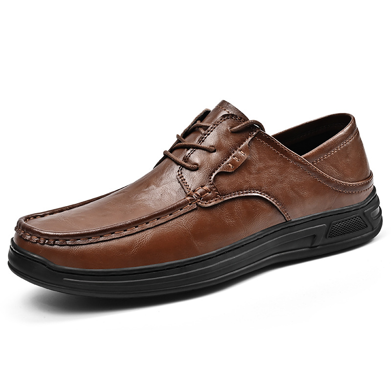 Zapatos de cuero transfronterizos para hombres 2024 otoño nuevos zapatos casuales de negocios con suela suave antideslizante de mediana edad zapatos de papá con suela grande