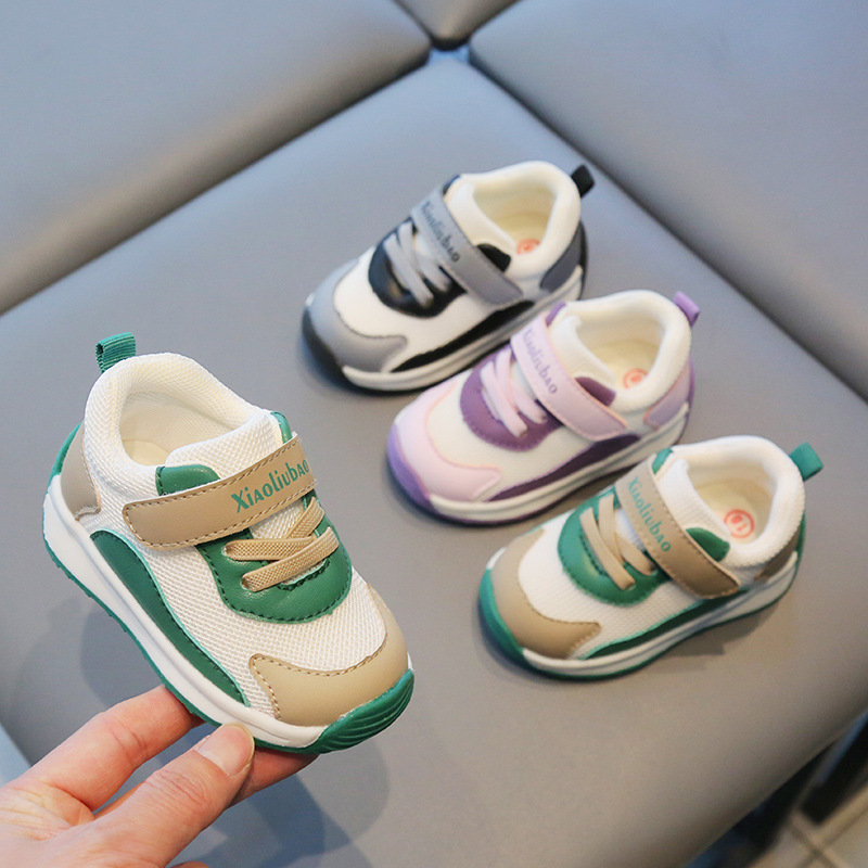 Xiaoxiao Bebé Zapatos de argán 1-3 años de edad primavera y otoño de fondo suave bebé niño niños y niñas transpirable doble malla zapatilla de deporte