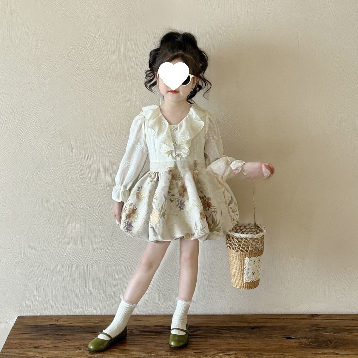 女童春季连衣裙碎花提花灯笼裙2026新款女宝宝宫廷风花苞裙公主裙