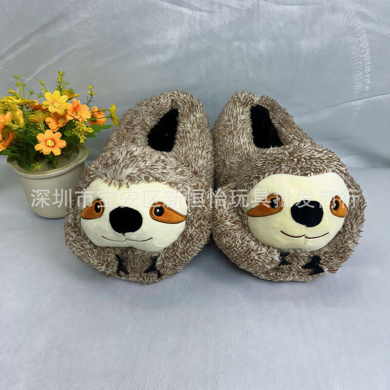 Cross-border hot-selling cute cartoon funny sloth plush slippers winter home warm all-inclusive with couples cotton shoes batch