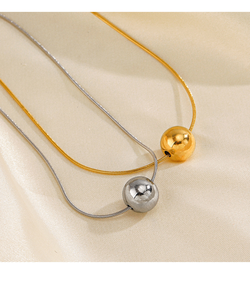 304 Stainless Steel 18K Gold Plated Casual Simple Style C Shape Round Earrings Necklace display picture 3