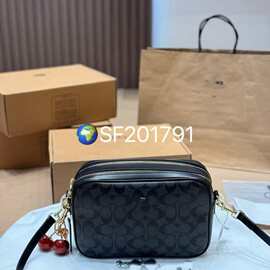 新款经典老花相机包 多隔层设计可斜挎腋下包 双拉链大容量斜挎包