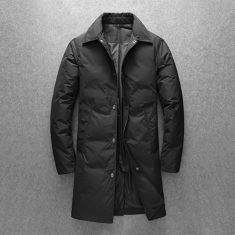 2025 New Winter Men's down Jacket Long White Duck down Long Jacket Youth Warm down Jacket for Men