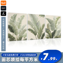亚马逊波西米亚米色自然叶帆布挂画  喷绘帆布画芯客厅卧室装饰画