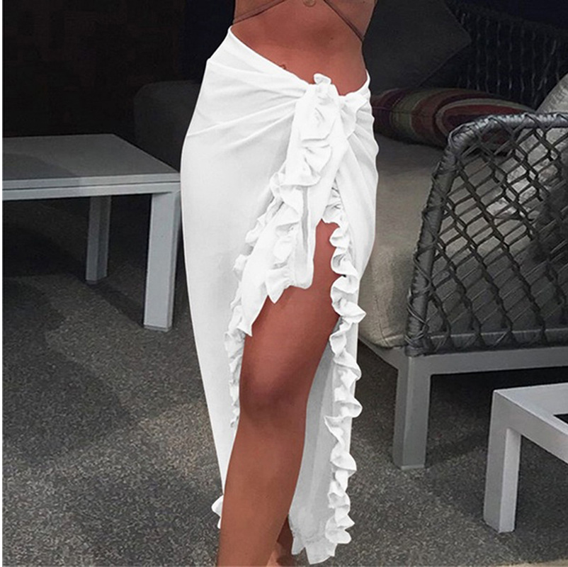 Polyester, Chiffon Fabric Type Mid Waist Waist Line Women's Solid Color Vacation Sexy Cover Ups