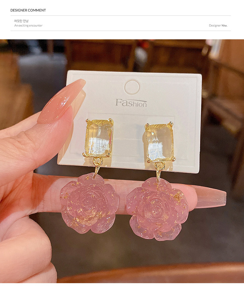 Fashion Flower Resin Zircon Earrings 1 Pair display picture 4