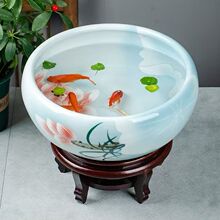 景德镇陶瓷器养金鱼大缸包邮乌龟盆水培植物睡莲碗莲水缸桌面摆件
