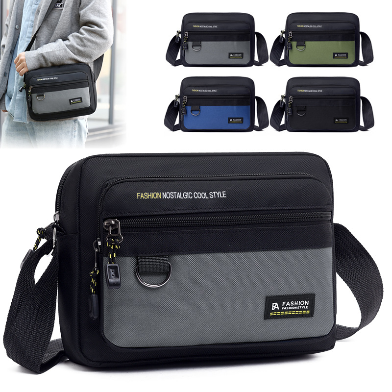Bolso bandolera horizontal para hombre nuevo Bolso de hombro casual de tendencia transfronteriza Bolso de hombre de negocios de almacenamiento multicapa simple de moda