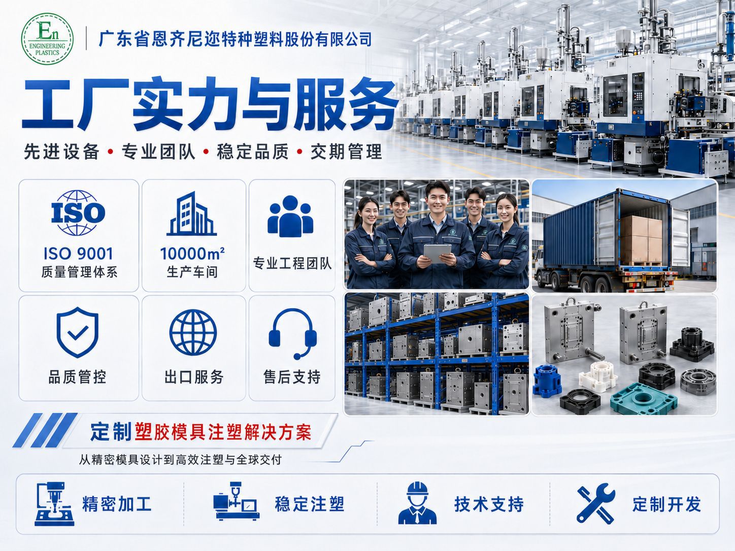 Manufacturer customizes precision injection molds to produce wear-resistant, high-performance plastic products and machined electronic component housings