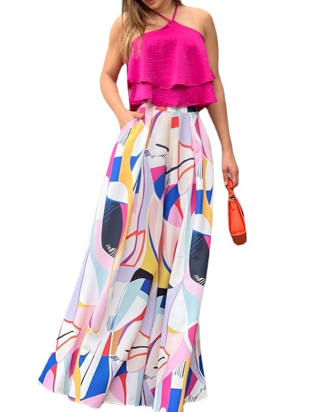 Women's Vacation Color Block Polyester Printing Pants Sets display picture 5