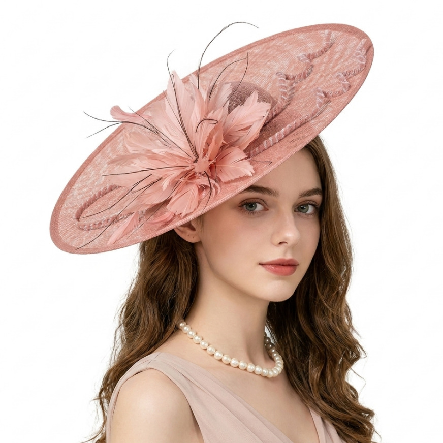 Amazon faux linen fascinator hair accessory, European and British French elegant headpiece for horse racing festivals, parties, and extravagant banquets