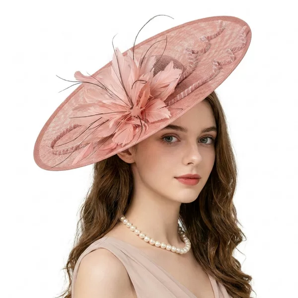 Amazon faux linen fascinator hair accessory, European and British French elegant headpiece for horse racing festivals, parties, and extravagant banquets