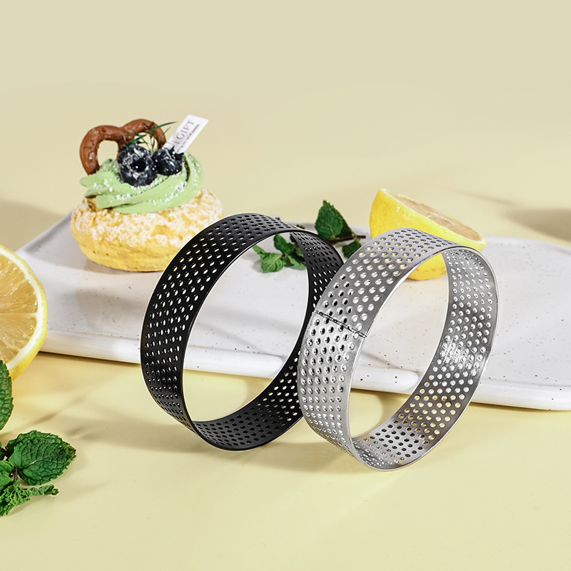 Cross-border stainless steel holed mousse tart ring mold non-stick…