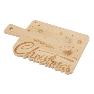 Cross-Border Hot-Selling Bamboo Cutting Board, Outdoor Portable Cutting Board, Household Asymmetrical Pizza Board, Customizable Christmas Dinner Plate