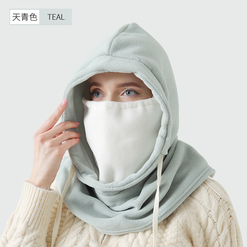 秋冬季保暖帽子女户外骑行围巾围脖护脸颈一体摇粒绒防寒滑雪头套|undefined