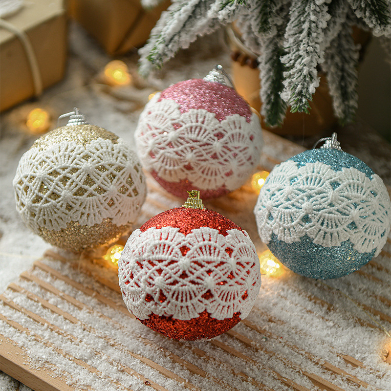 Hong Kong Heng Navidad árbol de encaje espuma bola de Navidad palo polvo bola adornos 8cm colgando bola decoraciones Navidad
