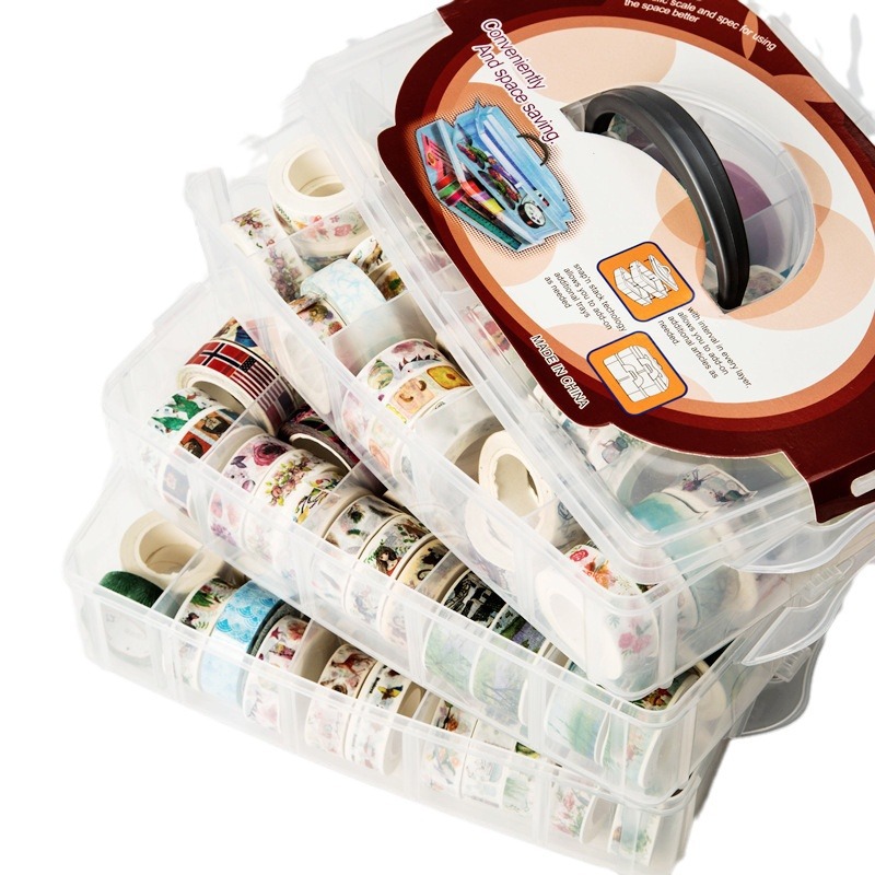 Función multicapa, caja de almacenamiento portátil de 15 compartimento, herramientas, artículos pequeños, papelería, rotulador, cinta para el cabello