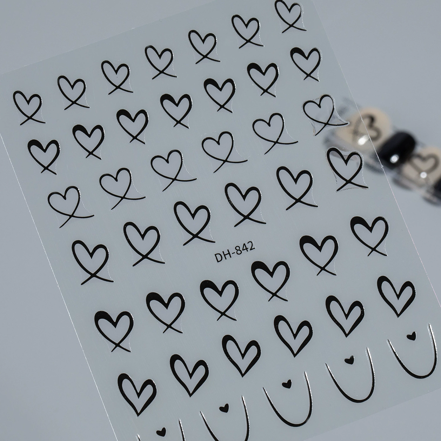 Стильные и изящные наклейки для ногтей в форме сердца, плоские, простые, универсальные, лазерные наклейки для ногтей в форме сердца, аксессуары в стиле DH