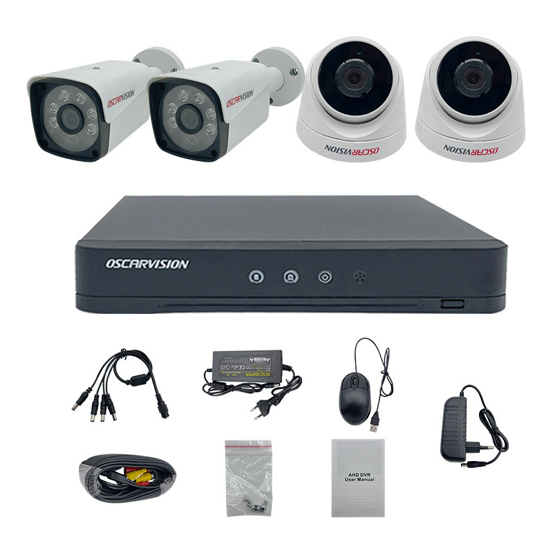 Koaksiyel cctv gözetleme kamera seti 4 yollu kızılötesi gece görüş yüksek çözünürlüklü ev kapalı monitör ekipmanları komple set
