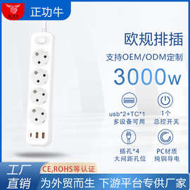 CE证欧规排插专用孔家用插线板电源插座俄罗斯德标总控开关插排