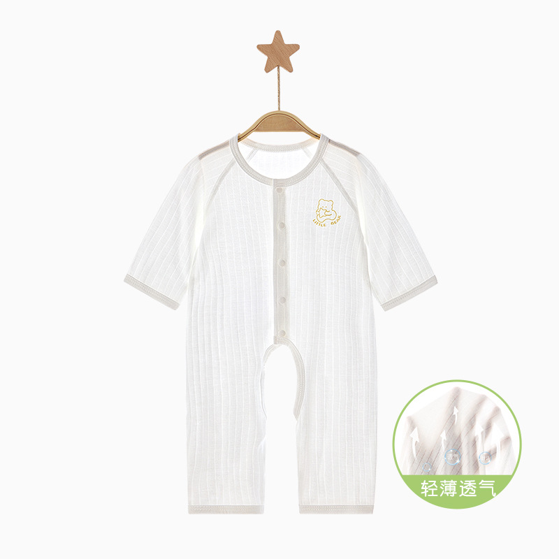 Ropa de bebé de una pieza, ropa de verano para recién nacidos, niños y niñas, pijamas delgados de manga larga con aire acondicionado, ropa de verano para bebés