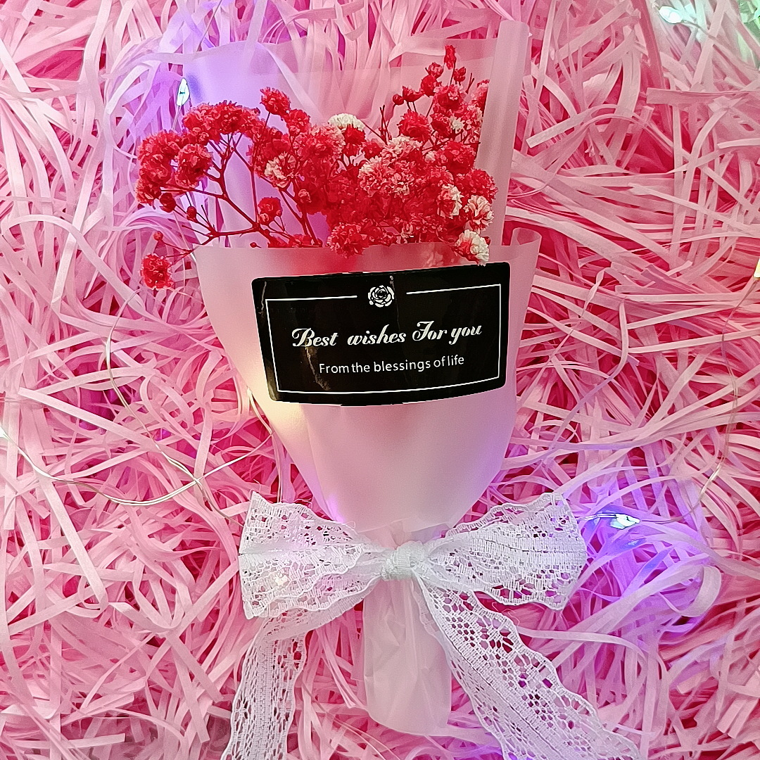 干花满天星永生花束长度可定大小清新伴手礼放礼盒结婚情人节礼品