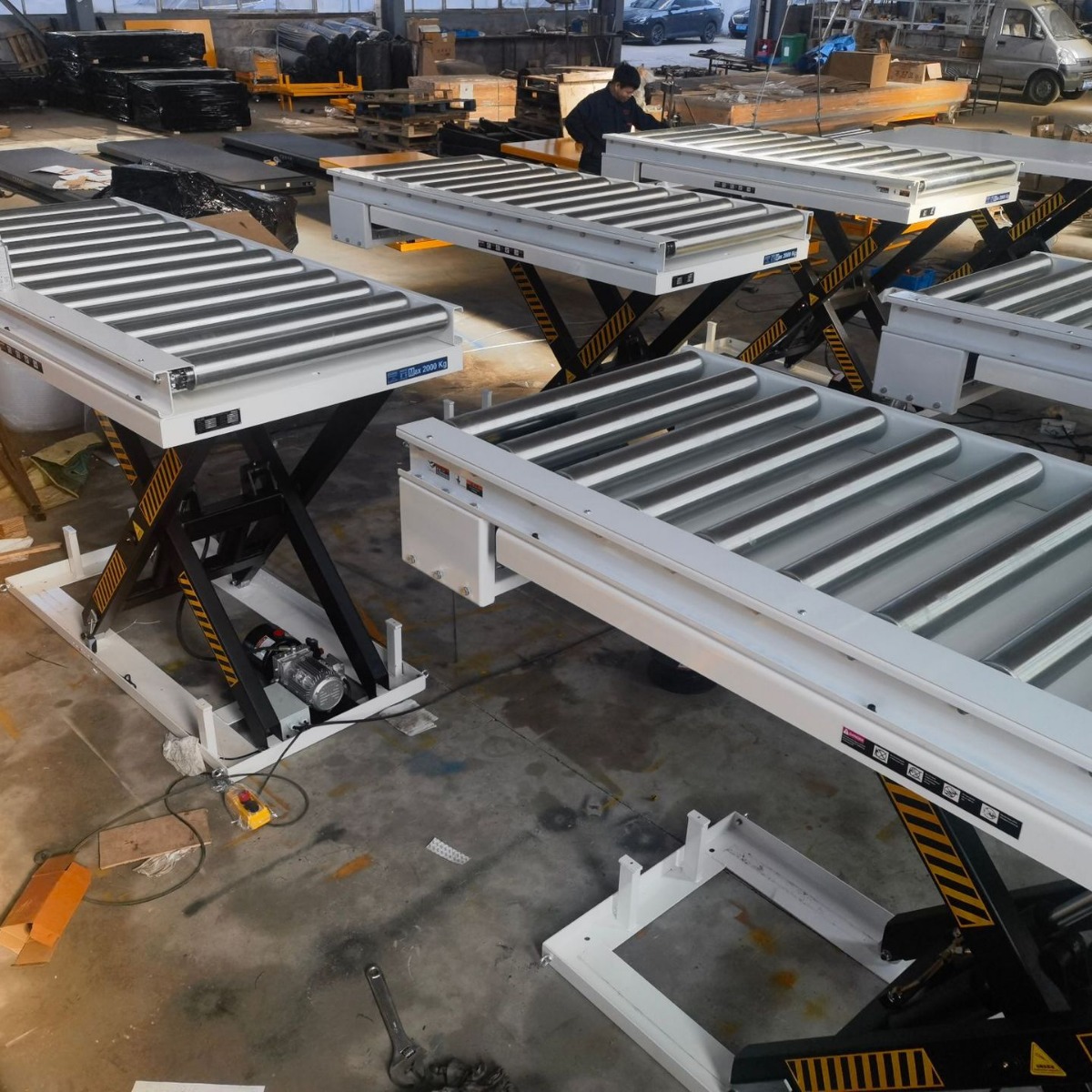 森嘉 固定剪叉式升降平台 仓库升降机液压货物举升机滚筒