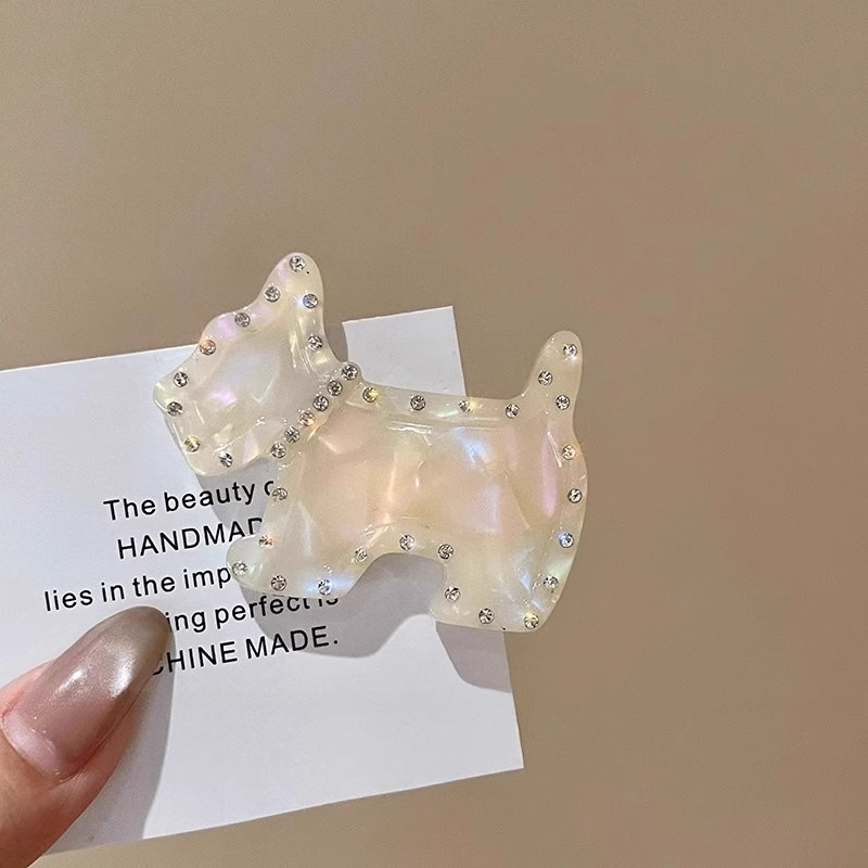 ハイエンドアセテートラインストーン子犬ヘアピン女性のための 2025 新しいかわいいサイド前髪クリップカモノハシクリップサイドクリップヘアアクセサリー|undefined