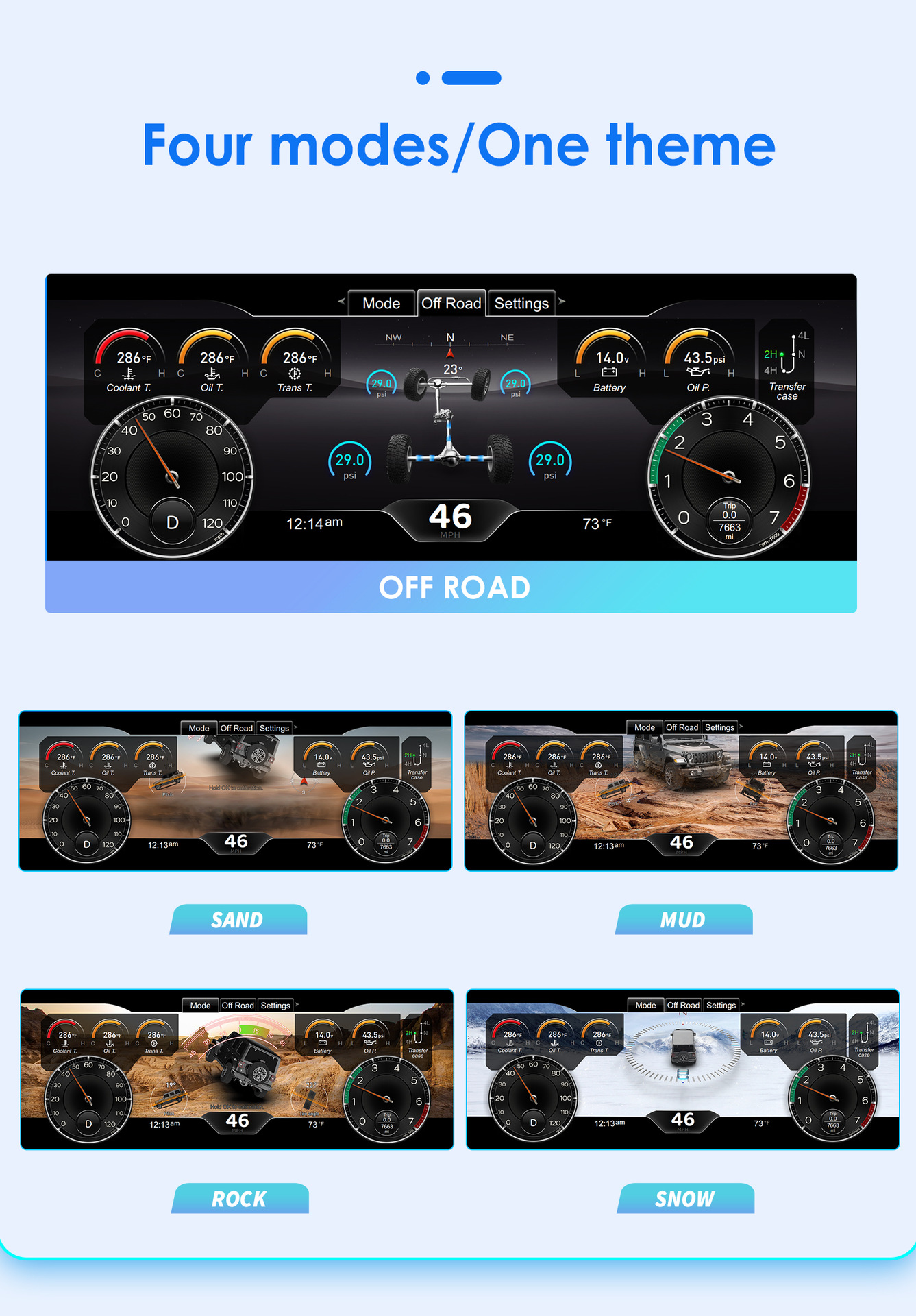 12.3inch Suitable for 11-18 Jeep Wrangler car LCD dashboard speed, mileage, and fuel gauge modification