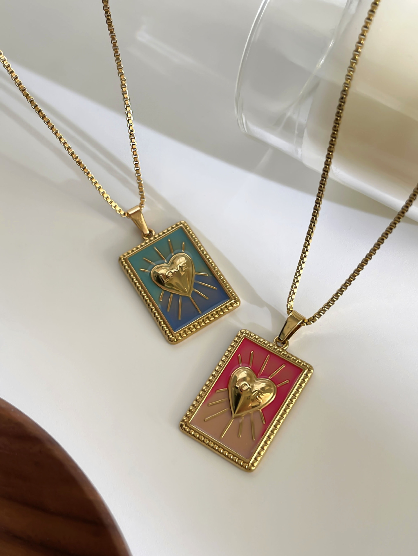 Wholesale Jewelry Vintage Style Astrology  Heart Shape 316L Stainless Steel  Box Chain Pendant Necklace display picture 7