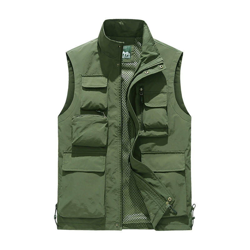 Новый мужской тонкий жилет для активного отдыха, дышащий спортивный жилет с несколькими карманами, рабочая одежда для рыбалки, походов, фотографии и работы.