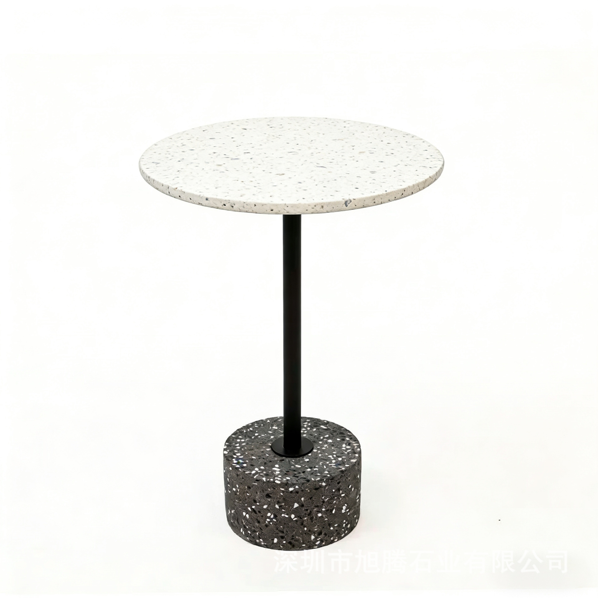 Factory Direct Supply of Light Luxury Terrazzo Milk Tea Table, Designer Style Hotel Apartment Concrete Round Table Coffee Table