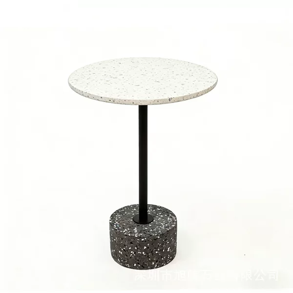 Factory Direct Supply of Light Luxury Terrazzo Milk Tea Table, Designer Style Hotel Apartment Concrete Round Table Coffee Table