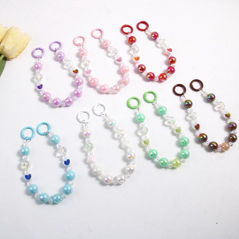 New Style Simple Love Double Buckle Transparent Fig Mobile Phone Pendant Handmade Beaded Mobile Phone Case Accessories Bag Hanging Ornaments