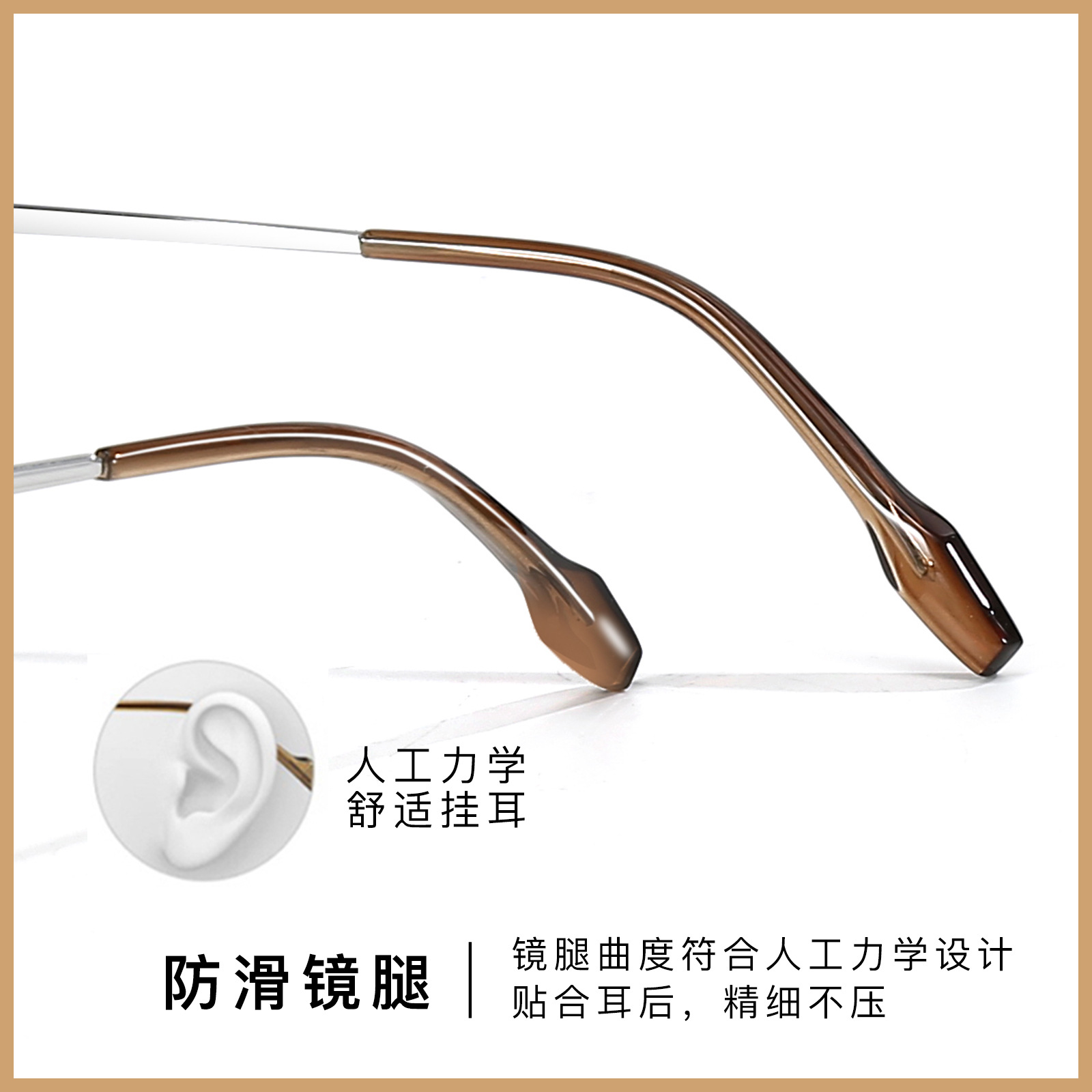 Transparente marrón coreano retro multilateral llano miopía gafas marco puede ser equipado con ultra ligero puro titanio IP pierna de titanio al por mayor