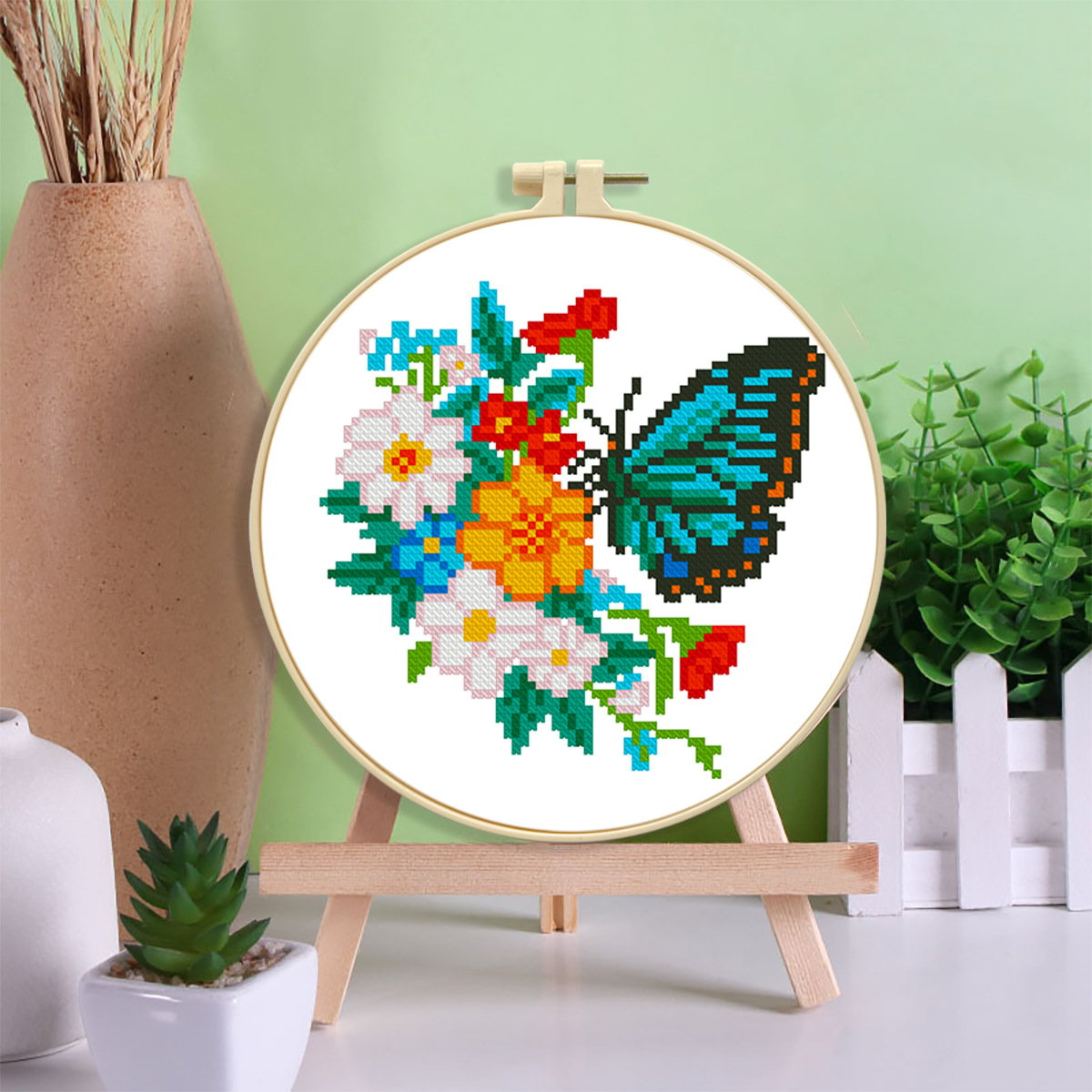 Mona Lisa Royal Cross Stitch Colección de flores Colección de mariposas Nuevas flores Mariposas Bordado de hilo hecho a mano simple y moderno