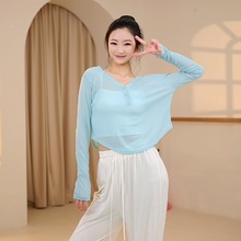 现代舞蹈练功服女宽松罩衫春夏新款古典舞形体汉服爵士基训上衣