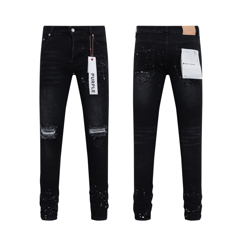 PURPLE BRAND JEANS美潮高街男士休闲破洞设计款修身显瘦牛仔长裤|undefined