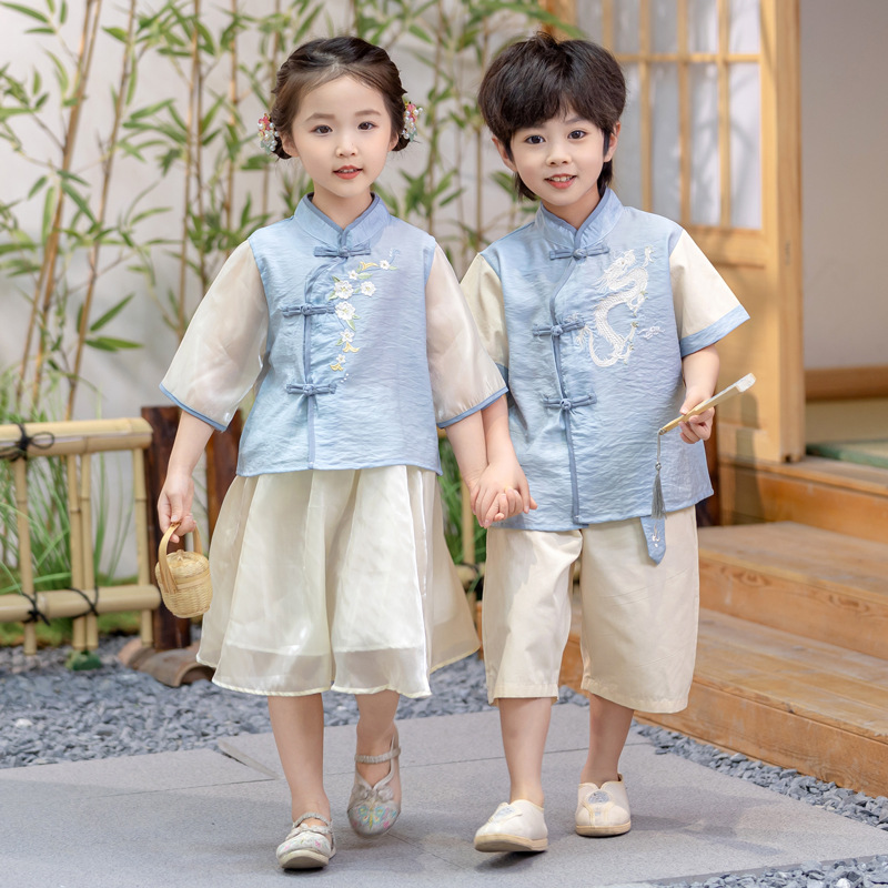 Children's Hanfu, boy's traditional Chinese costume, girl's Chinese-style ancient dress, children's performance suit for the Dragon Boat Festival, baby summer thin version, ancient style cool scholar's attire