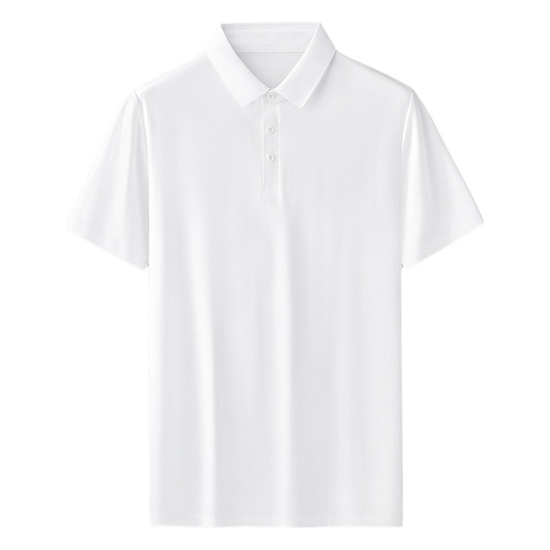 200 de lujo de gama alta 5A antibacteriano solapa Polo de manga corta Camiseta de los hombres de color sólido doble de algodón mercerizado media manga superior