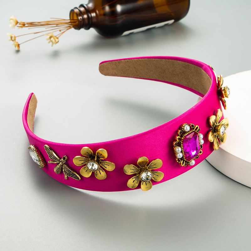 Diadema De Tela De Perlas De Abeja Con Flores Barrocas display picture 5