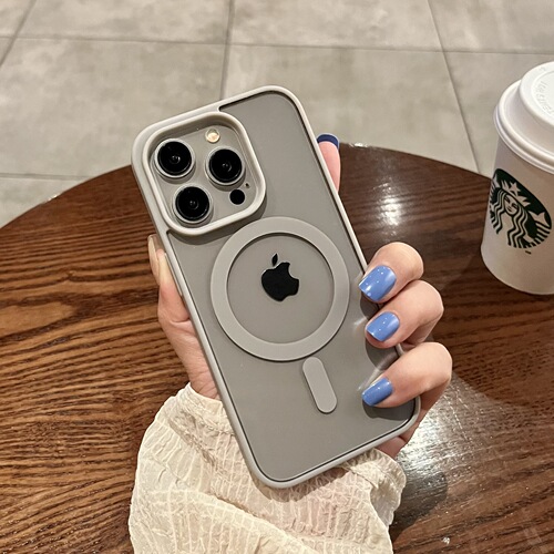 Suitable for iPhone15 mobile phone case magnetically transparent Apple 14ProMax matte skin feel 13 acrylic protective cover