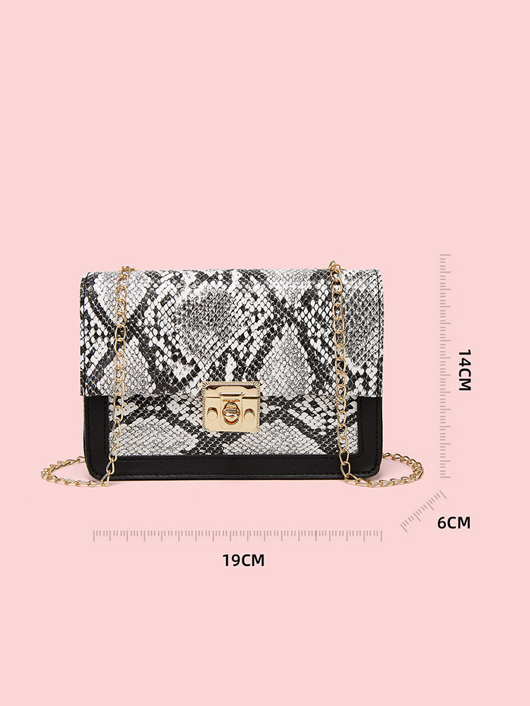 Mode Koreanische Welle Damentasche Trend Schlangenmuster Kleine Quadratische Tasche Nähen Metallumhängetasche display picture 2