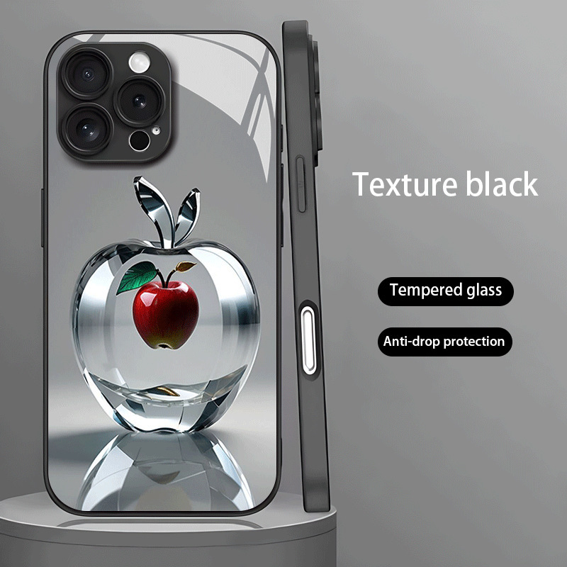 Advanced Ice Transparent Apple Suitable for iPhone 16Promax Mobile Phone Case 15 Crystal Red Apple 14/13 Stylish 12