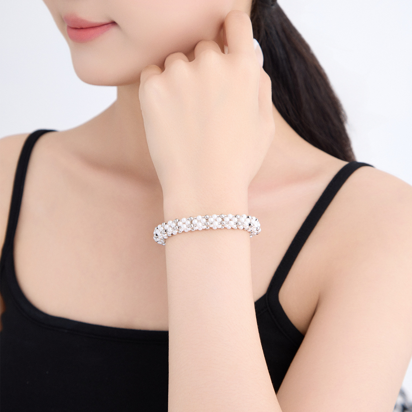 Pulsera Multicapa con Perlas Sintéticas de Aleación de Cobre, Galvanizado, para Regalo