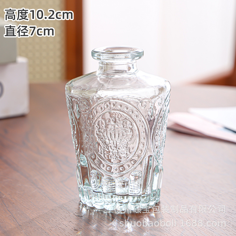 De estilo europeo retro pequeño florero botella de aromaterapia de vidrio mini jarrón transparente decoración de la sala de estar simple mesa de comedor decoración del hogar