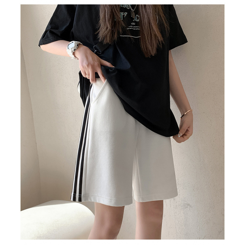100% Pure Cotton Official Image Summer Sports Shorts for Women, White Five-Point Pants, Loose Casual Pants, Slimming Effect