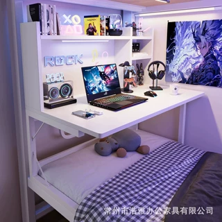 床上桌电脑桌大学生上下铺学习写字桌书桌书架一体桌子宿舍学习桌